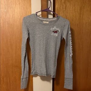 Hollister Heather Gray Long Sleeve Tee with Red Logo